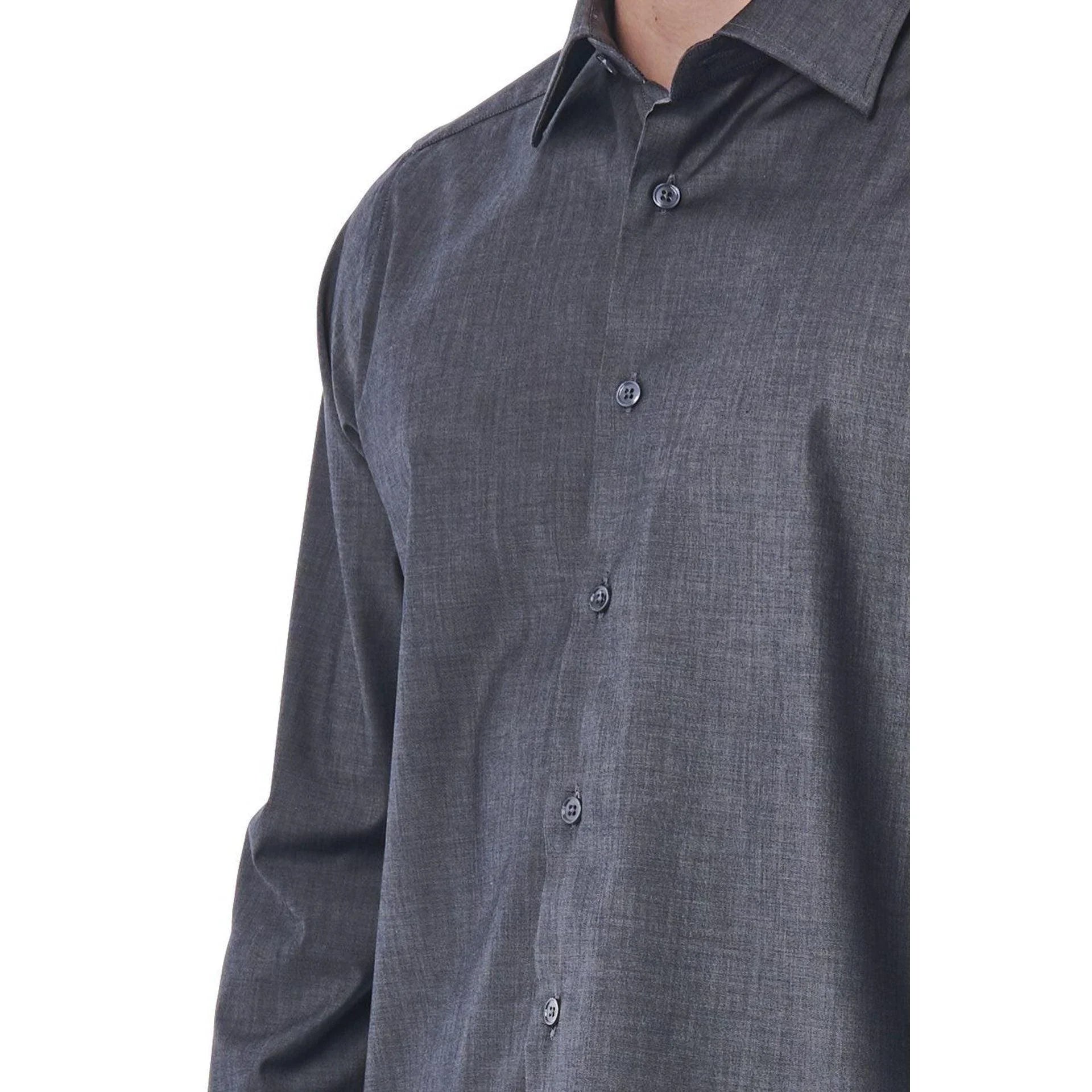 Men Long Sleeves Cotton Dress Shirt – Stretchable - Gray -Guocali