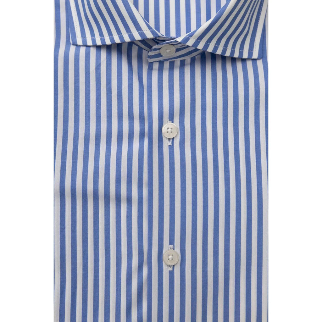 Men Long Sleeves Cotton Striped Dress Shirt – Breathable, White