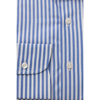 Men Long Sleeves Cotton Striped Dress Shirt – Breathable, White