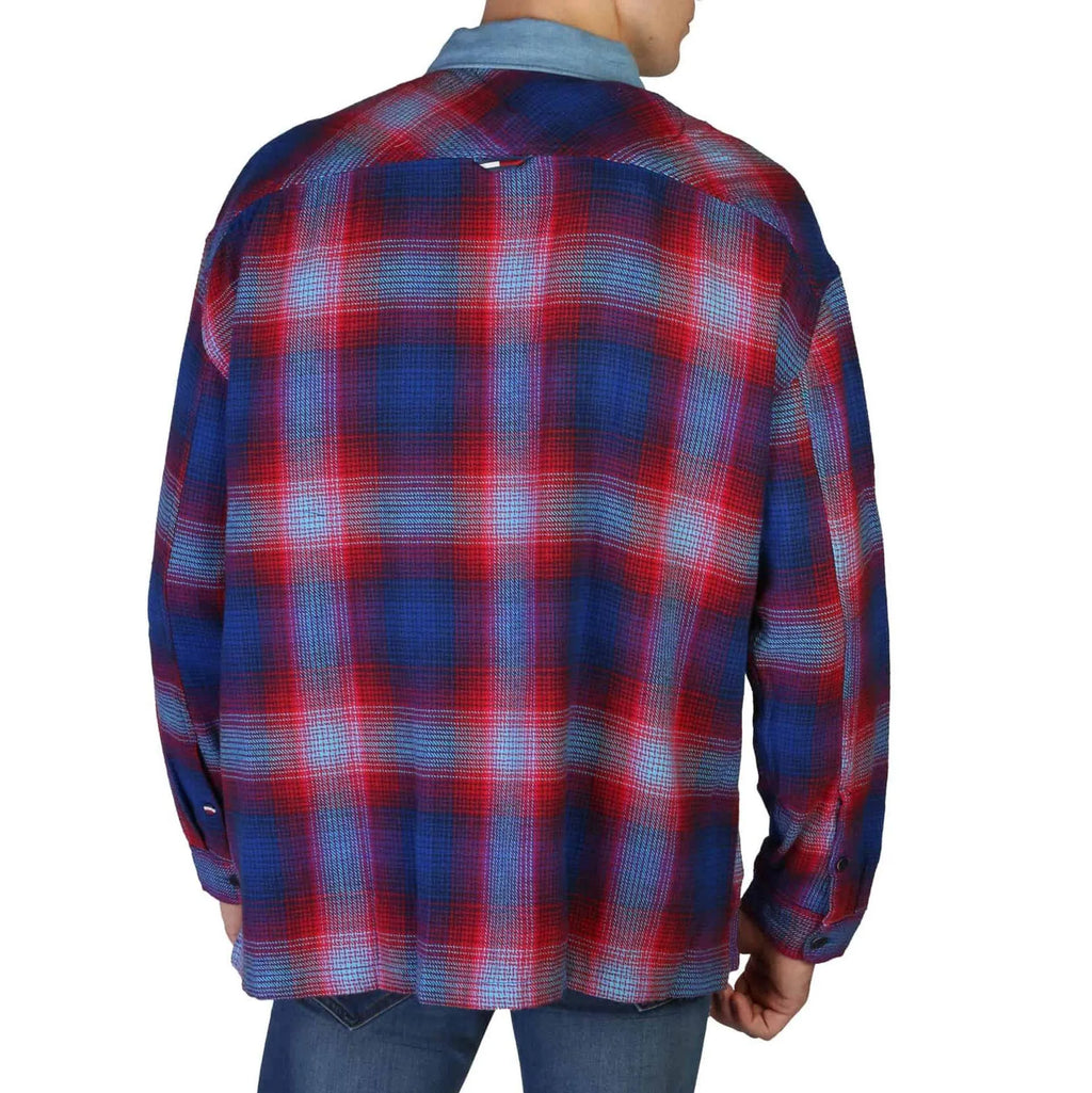 Men Long Sleeves Plaid Casual Shirt – Breathable, Blue, White