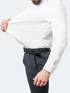 Men Long Sleeves Regular Fit Button-Down Shirt – Wrinkle-Resistant - Navy, Blue -Guocali