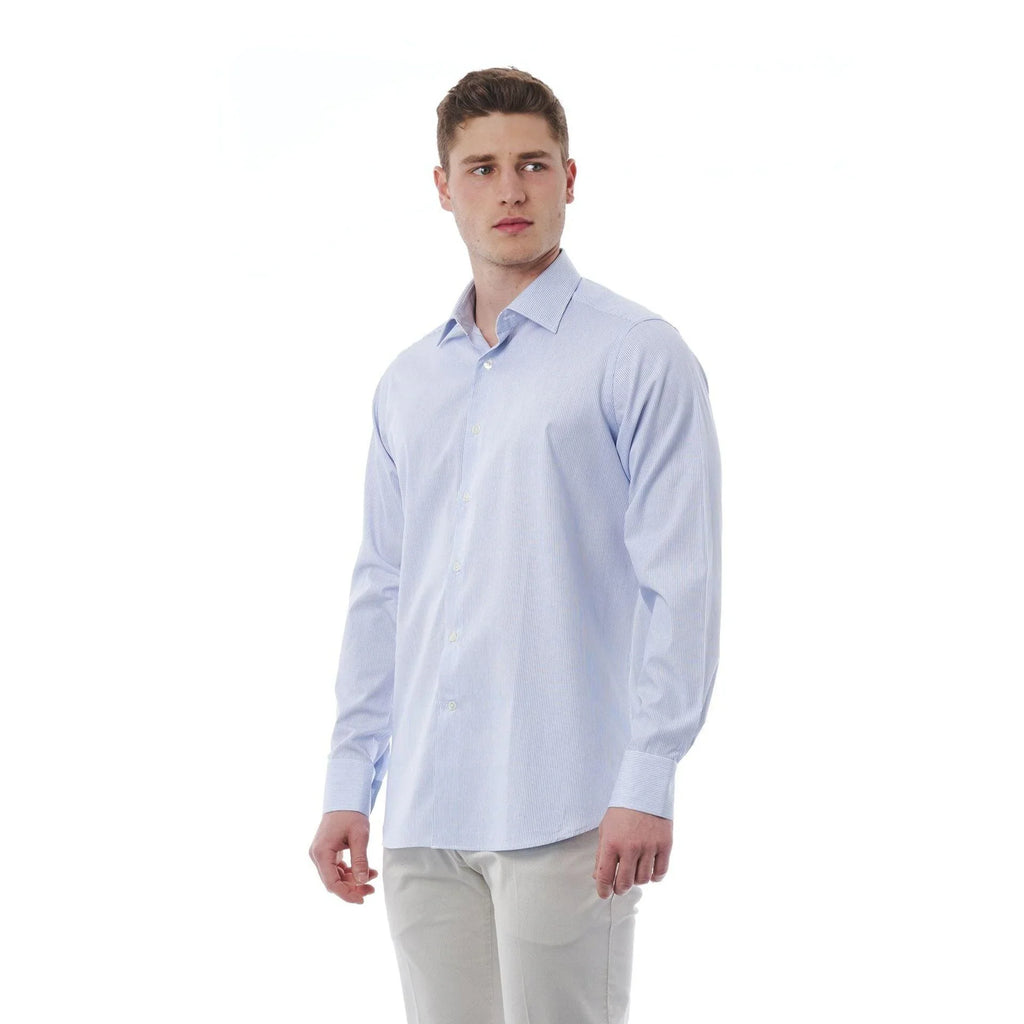 Men Long Sleeves Regular Fit Cotton Dress Shirt – Breathable - Blue -Guocali