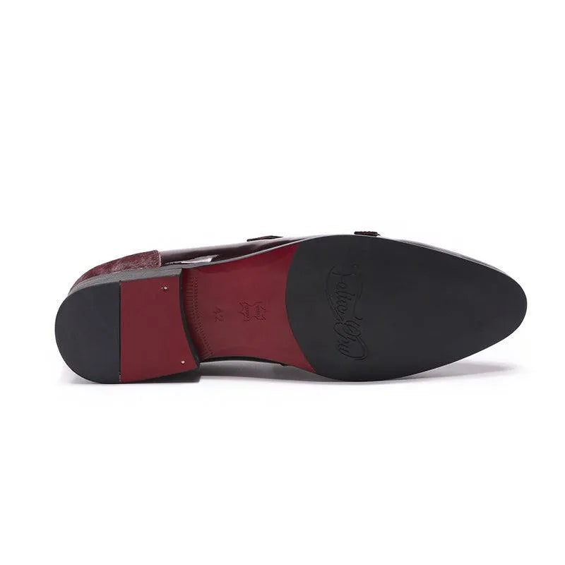 men monk strap shoes - patent leather, leather, rubber