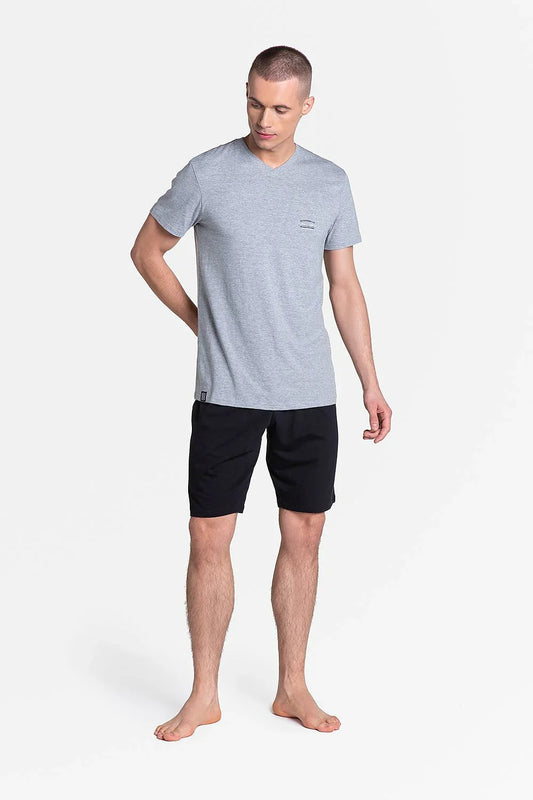 Men's Pajama Shorts Set – Breathable Solid - Grey, Black -Guocali