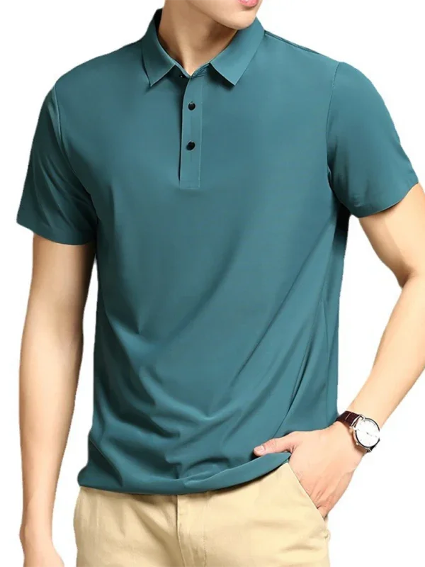 Men Short Sleeves Polo Shirt – Stretchable - White -Guocali