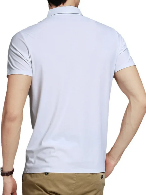 Men Short Sleeves Polo Shirt – Stretchable - White -Guocali