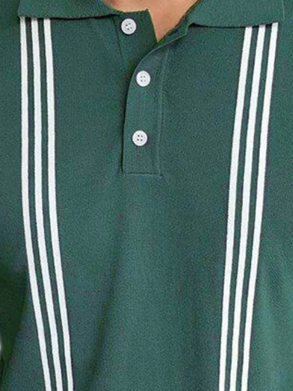 Men Short Sleeves Slim Fit Polo Shirt – Lightweight - Green, White -Guocali
