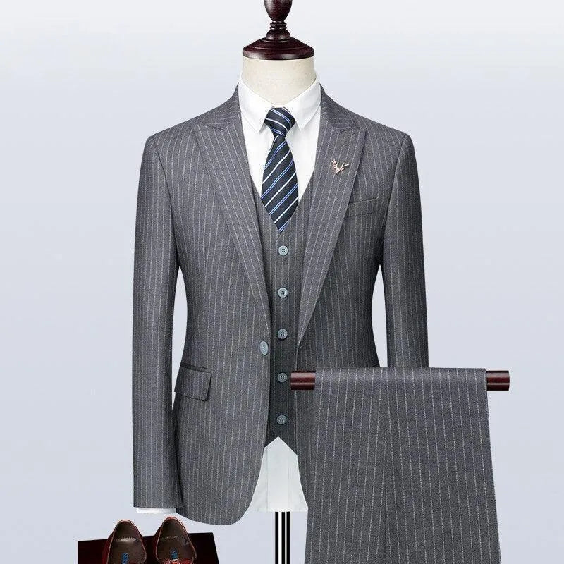 Elegant Men’s Suit - Striped Double-Breasted