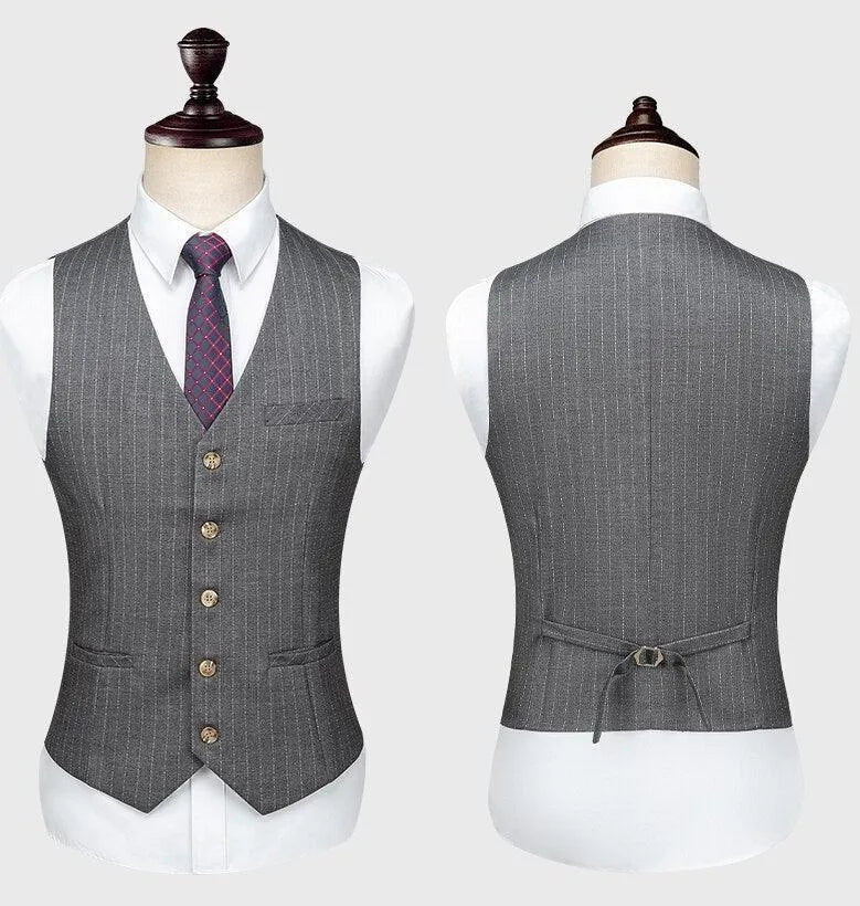 Elegant Men’s Suit - Striped Double-Breasted