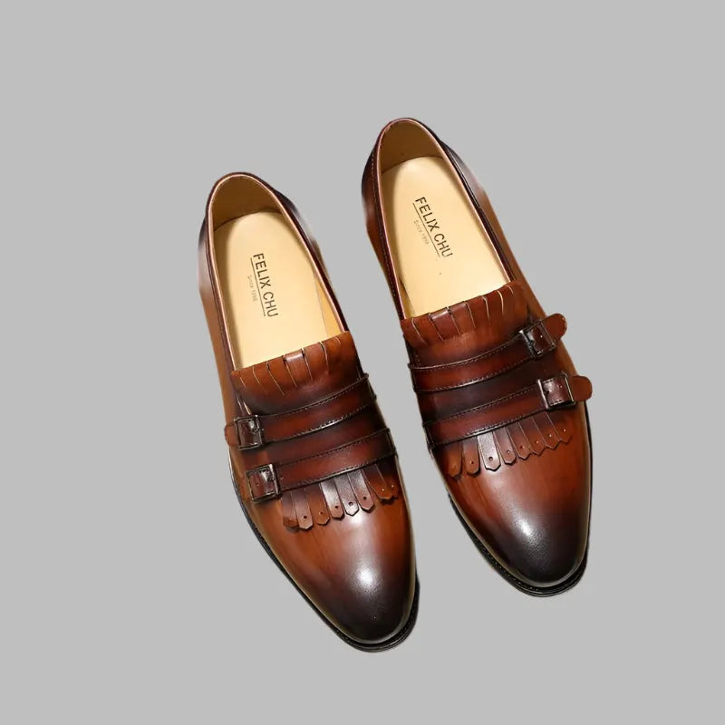 Men Tassel Dress Loafers - Buckles Monk Strap Formal Dress Shoes