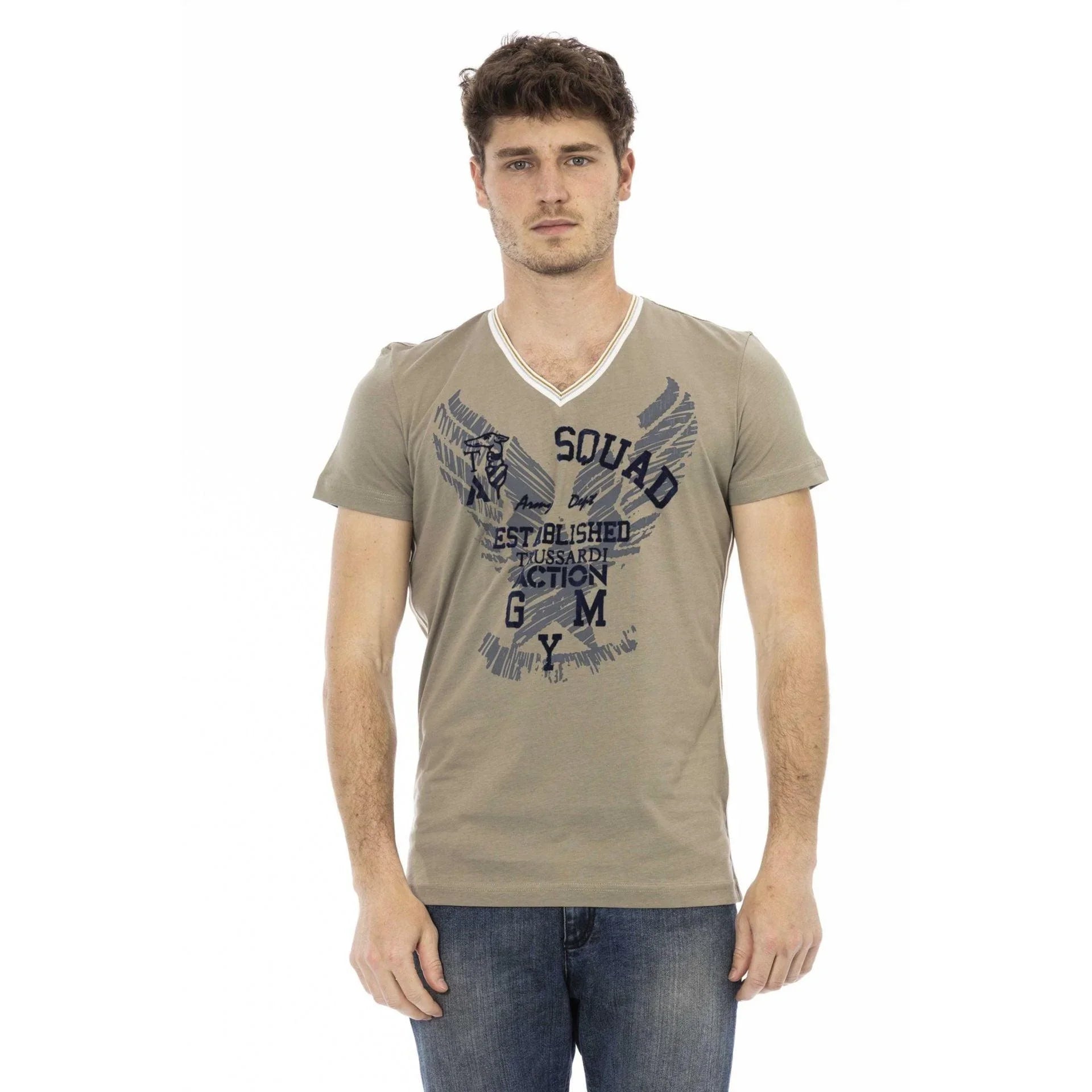 Men V-Neck Short-Sleeves T-Shirt – Breathable - Green -Guocali