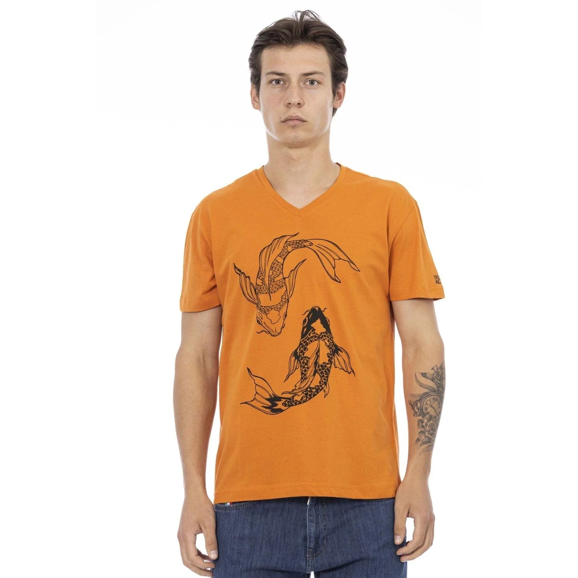 Men V-Neck Short-Sleeves T-Shirt – Breathable - Orange -Guocali