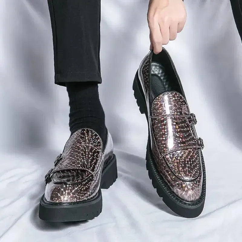 Men's Chunky Monk Strap Dress Loafers – Loafers | GUOCALI – view 7