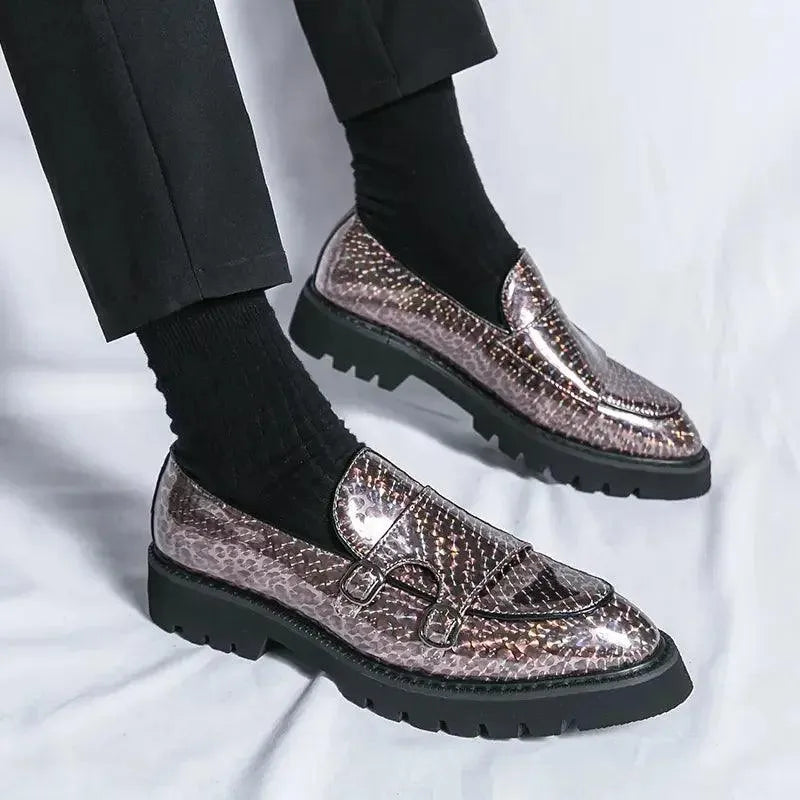 Men's Chunky Monk Strap Dress Loafers – Loafers | GUOCALI – view 8