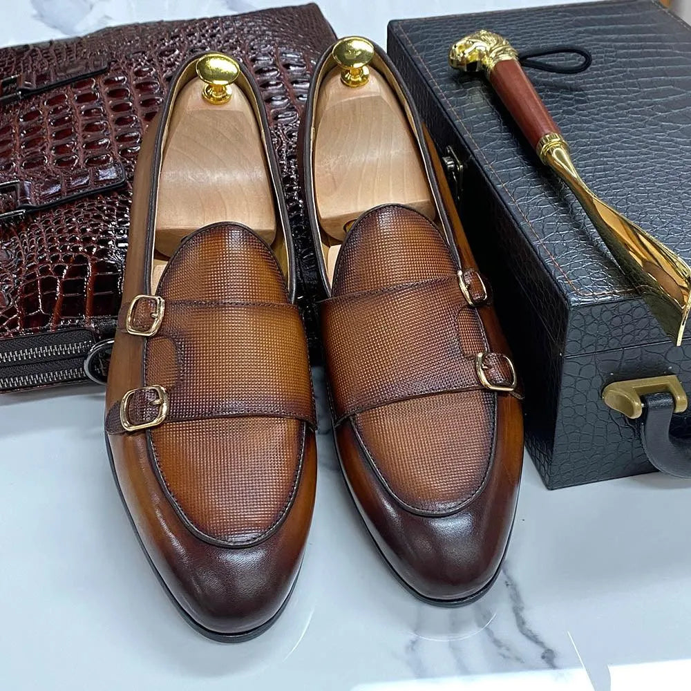 Men's Gradient Slip-On Monk Strap Dress Loafers – Monk Strap Shoes | GUOCALI – view 7