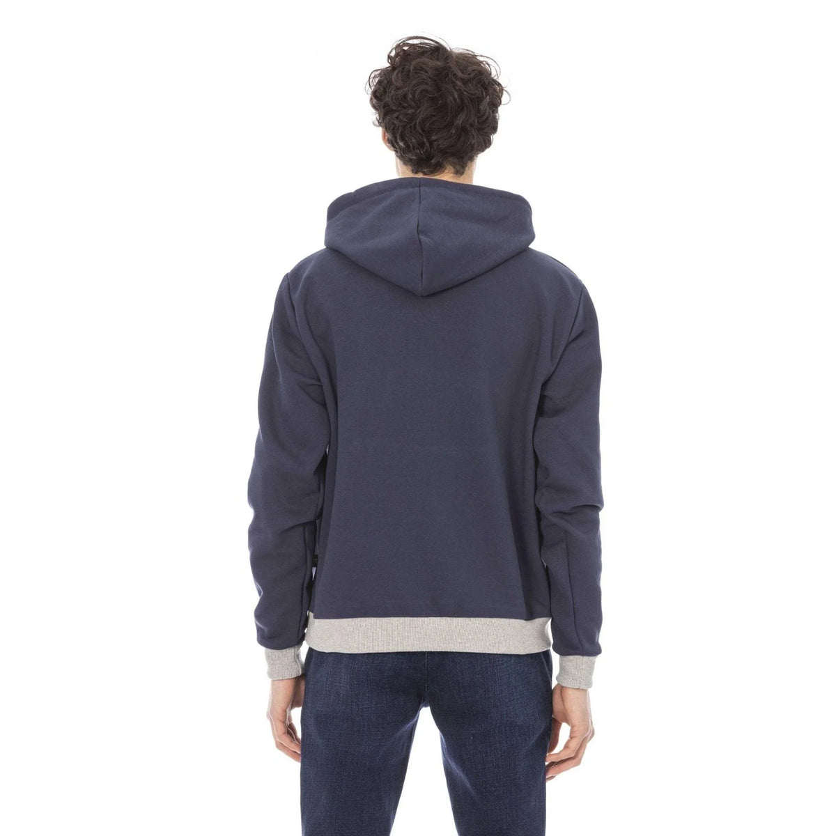 Men's hoodie Baldinini Trend Logo Kangaroo Pocket Cotton Navy – view 3
