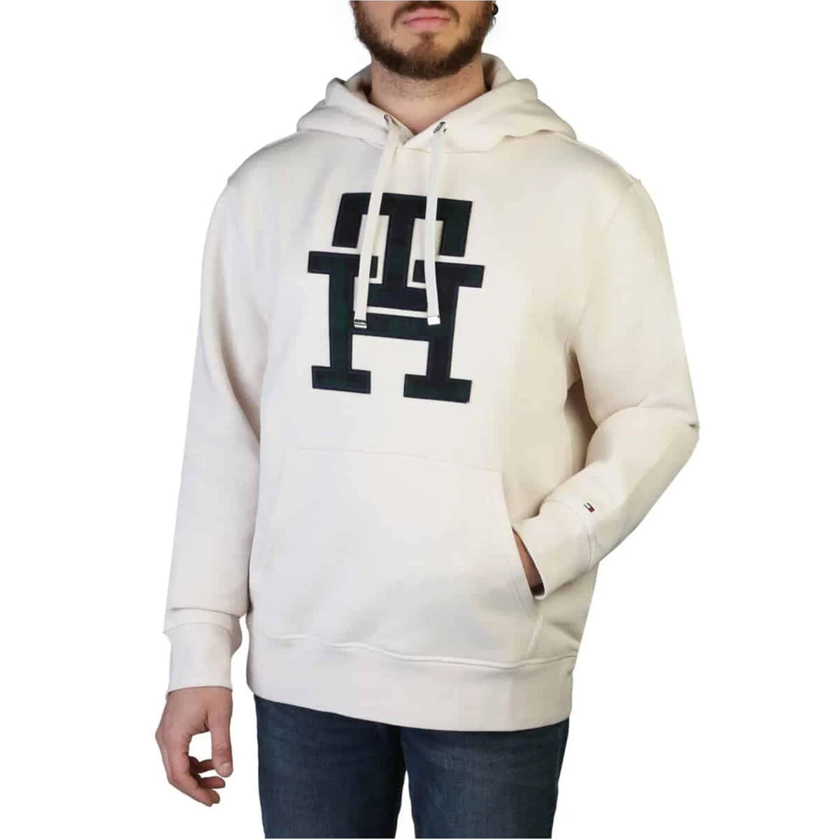 Men's hoodie Tommy Hilfiger Logo Kangaroo Pocket White – main view