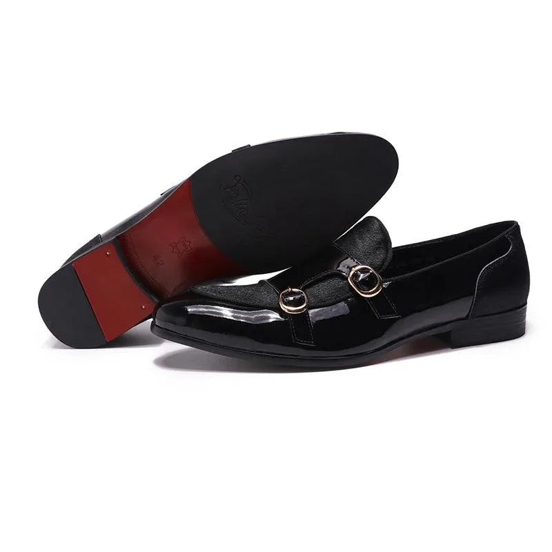 Men's Patent Leather Double Monk Strap Shoes – Monk Strap Shoes | GUOCALI – view 6