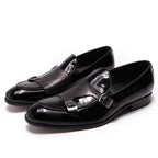 Men's Patent Leather Monk Strap Loafers – Loafers | GUOCALI