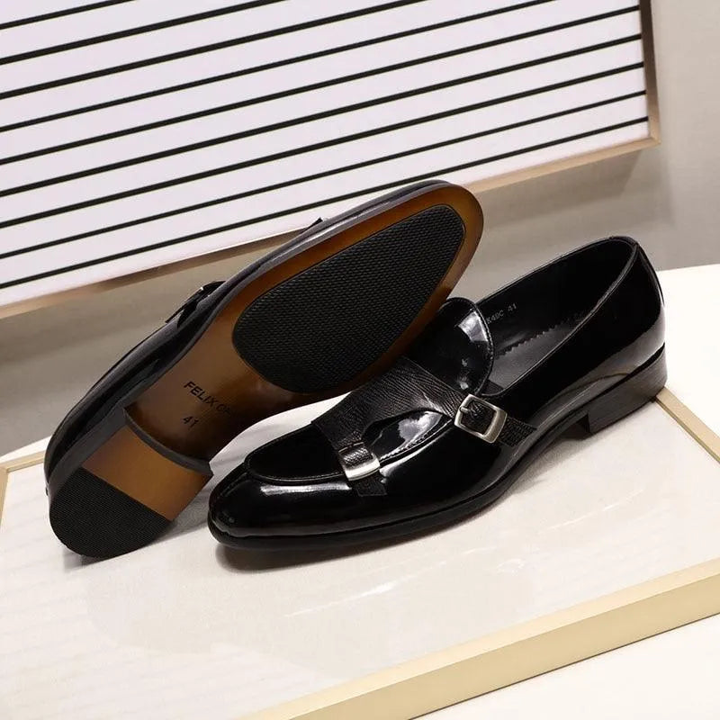 Men's Patent Leather Monk Strap Loafers – Loafers | GUOCALI – view 5