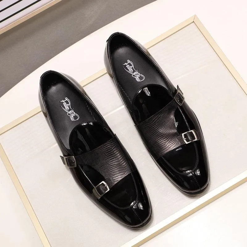 Men's Patent Leather Monk Strap Loafers – Loafers | GUOCALI – view 9