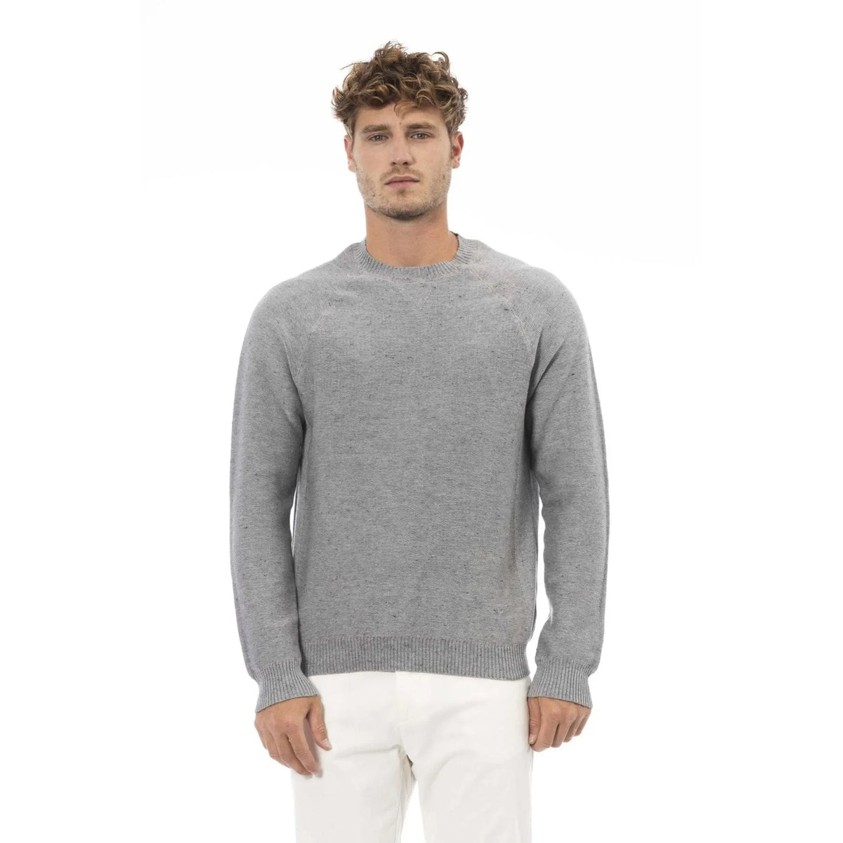 Men's sweatshirt Alpha Studio Minimalist Round Neck Grey – main view