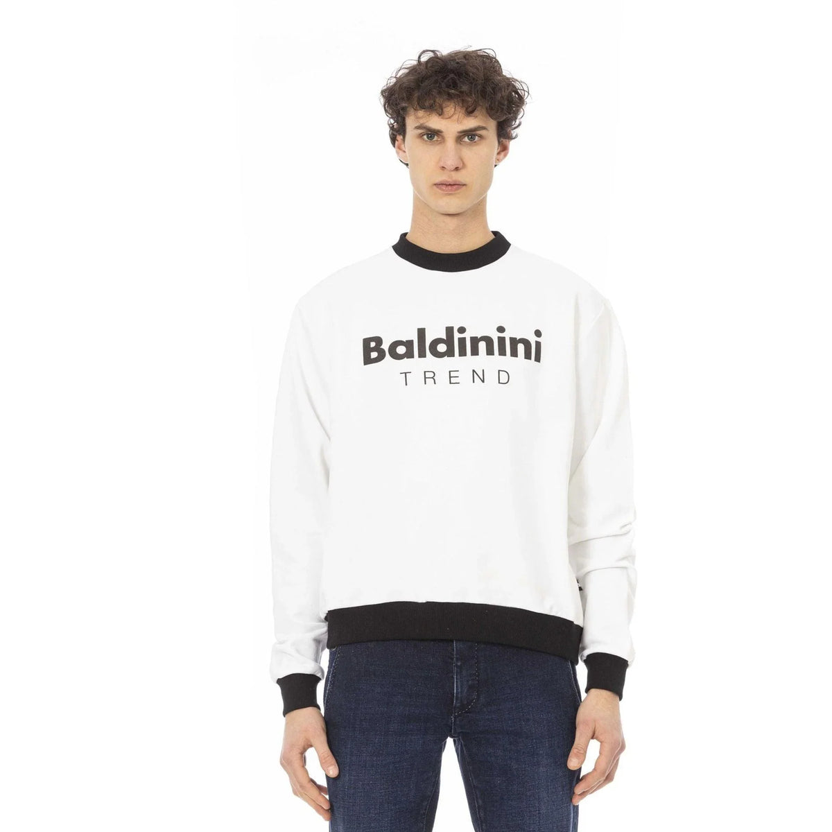 Men's sweatshirt Baldinini Trend Logo Crew Neck Cotton White – main view