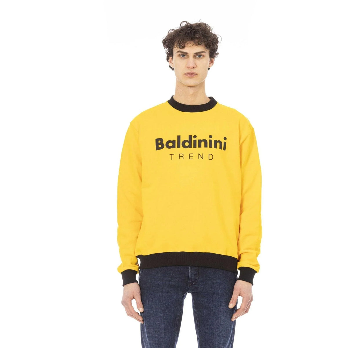 Men's sweatshirt Baldinini Trend Logo Crew Neck Cotton Yellow – main view