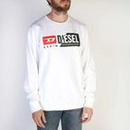 Men's sweatshirt Diesel Logo Round Neck Cotton White – main view