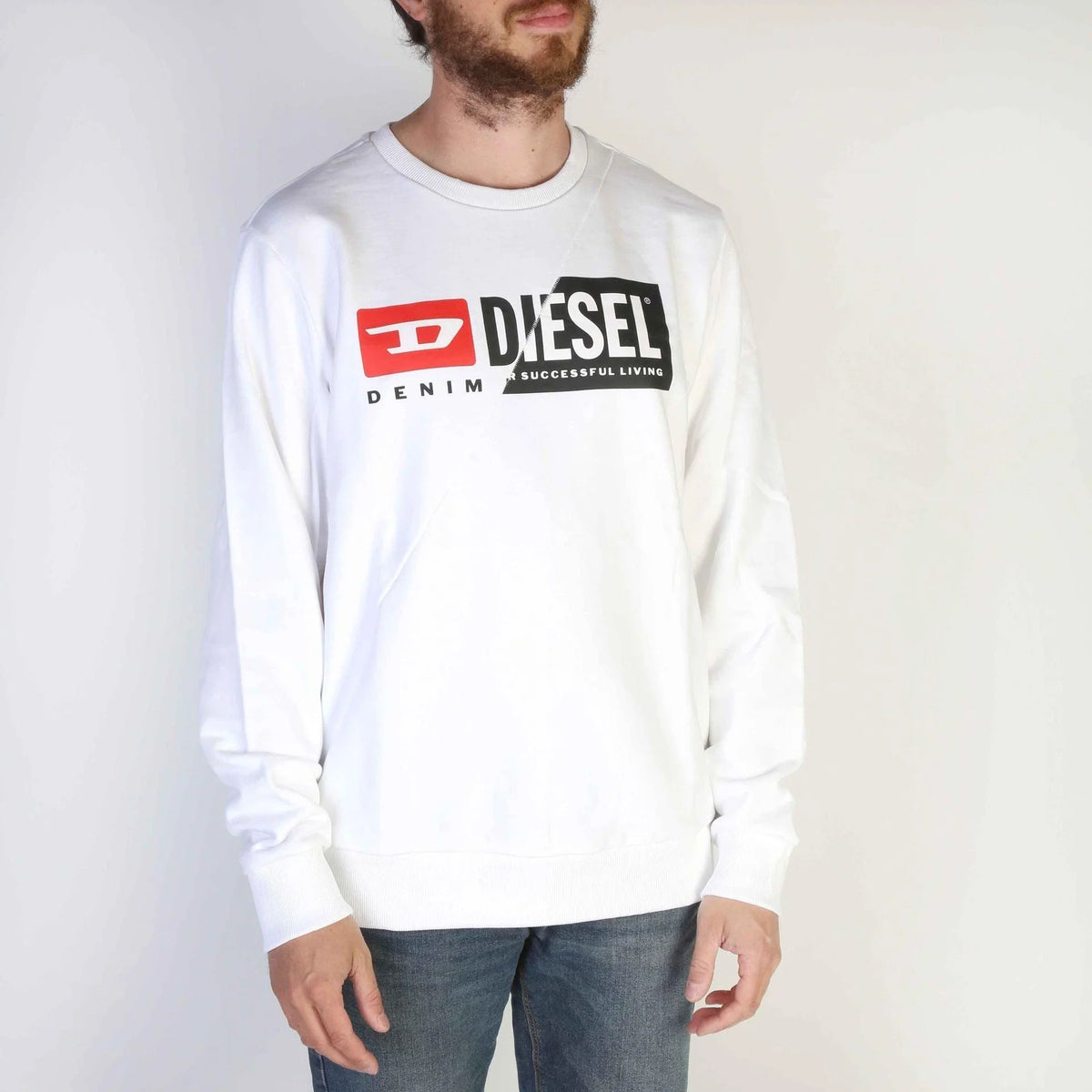 Men's sweatshirt Diesel Logo Round Neck Cotton White – main view