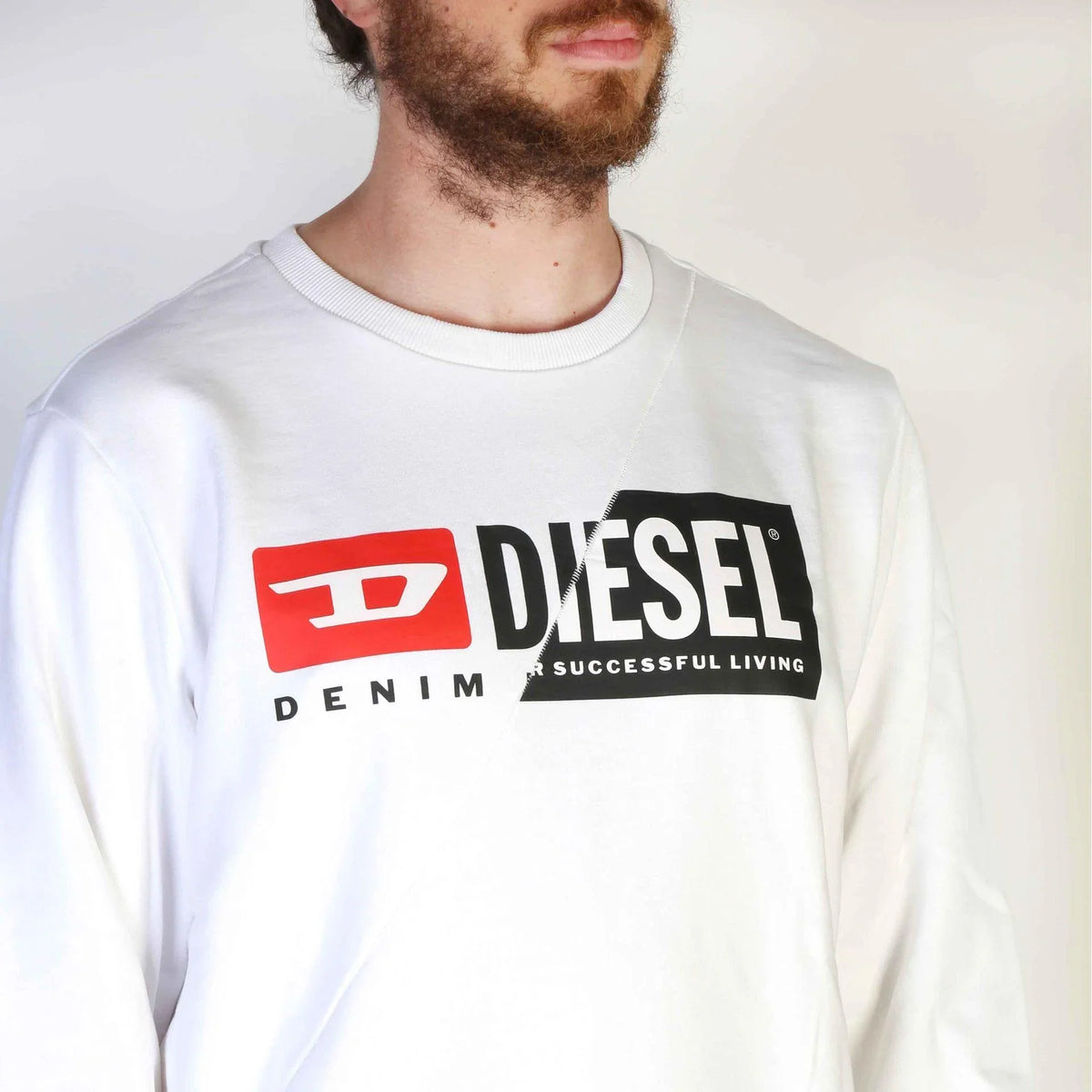 Men's sweatshirt Diesel Logo Round Neck Cotton White – view 3