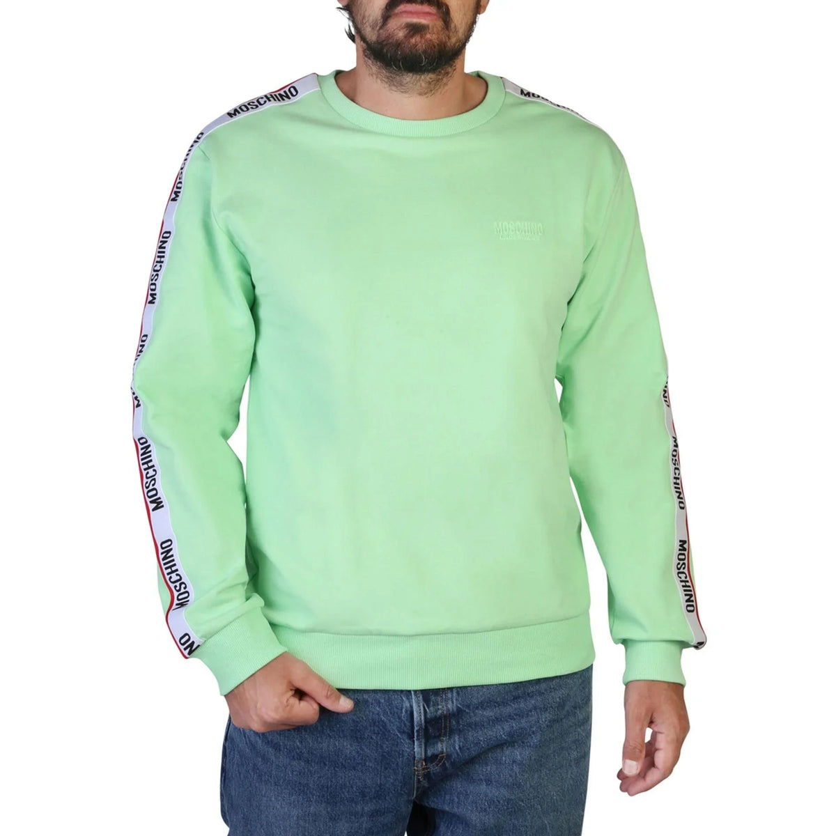 Men's sweatshirt Moschino Logo Round Neck Stretch Cotton Green – main view