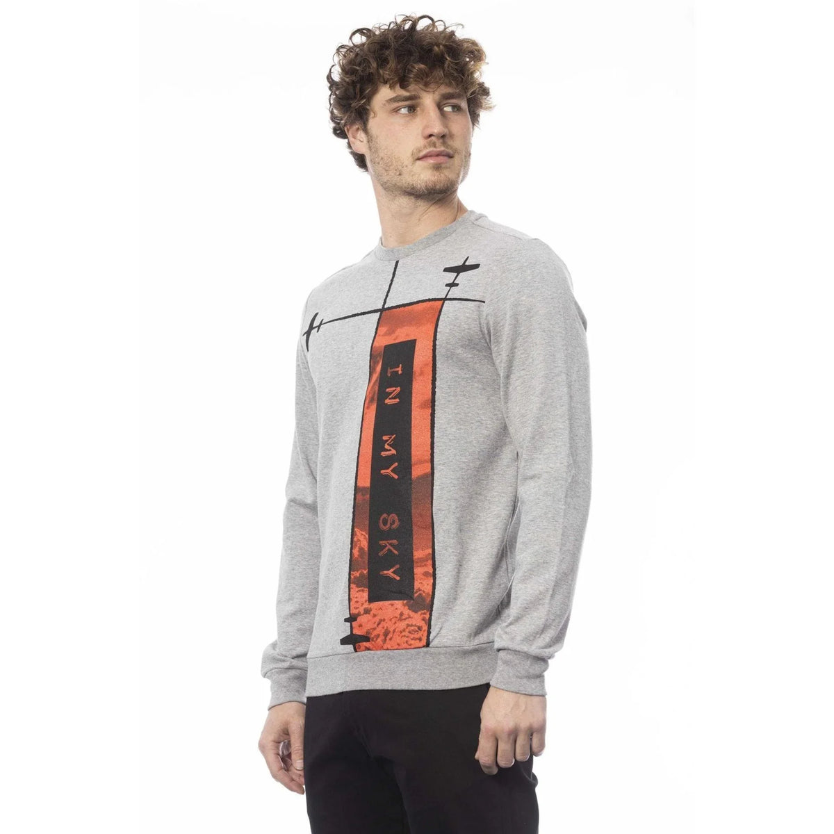 Men's Sweatshirt Trussardi Graphic Logo Crew Neck Cotton Grey – Sweatshirt | GUOCALI – view 2