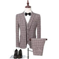 Men's Vintage Plaid Single-Breasted Three-Piece Suit – Pant Suit | GUOCALI