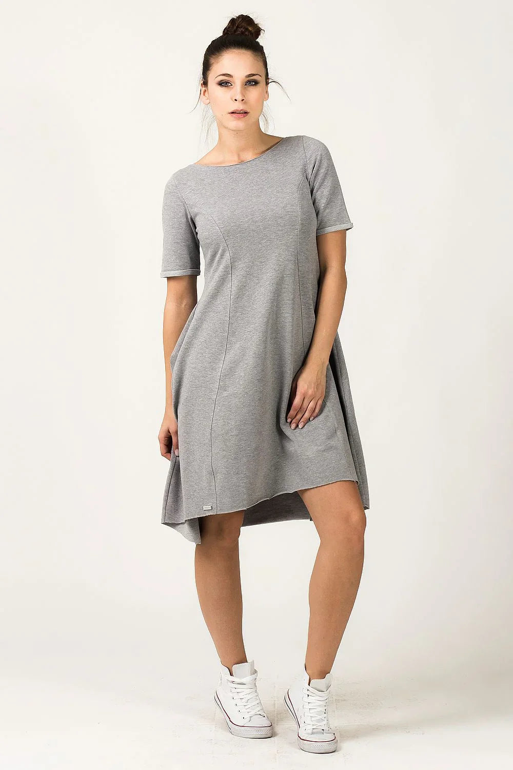 Minimalist Boat Neck Short Sleeves Day Dress