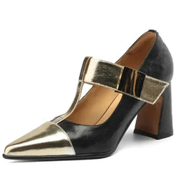 Pointed Toe T-Strap Women Pumps - Guocali
