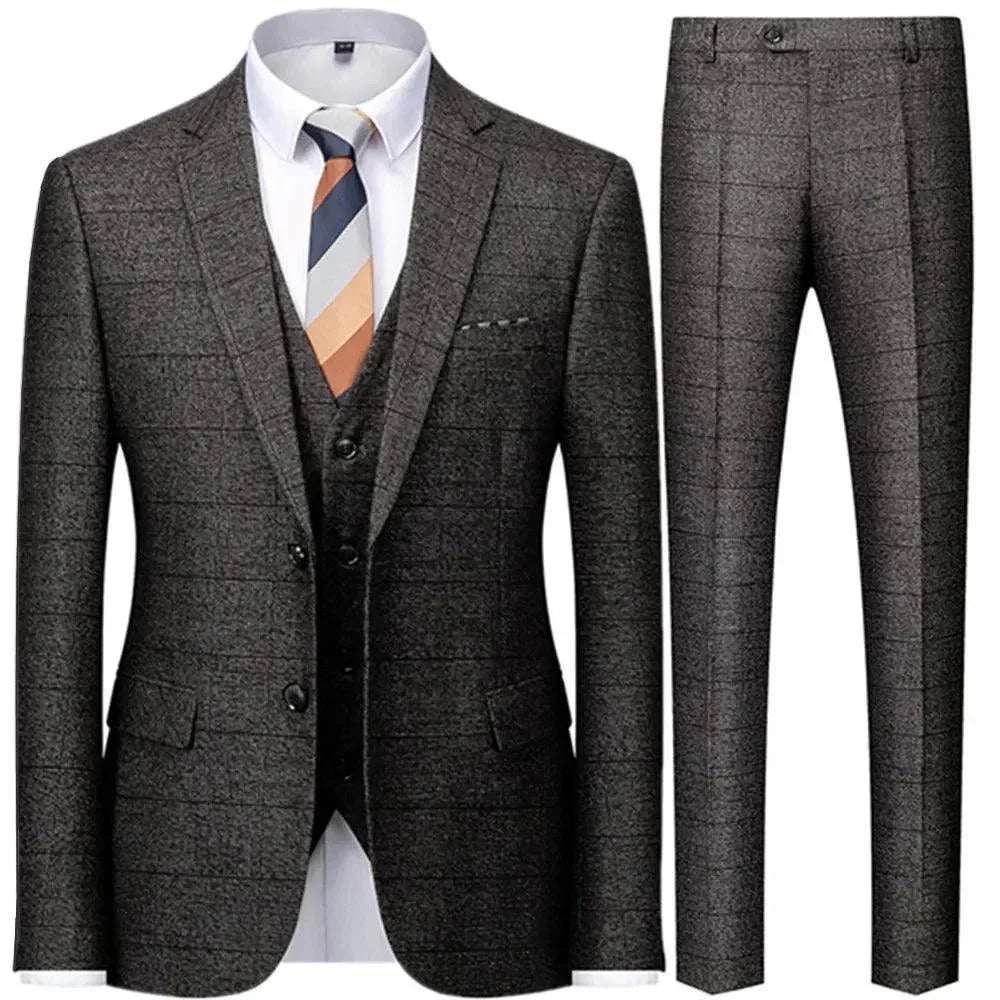 Professional Men’s Suit - Checked Single-Breasted