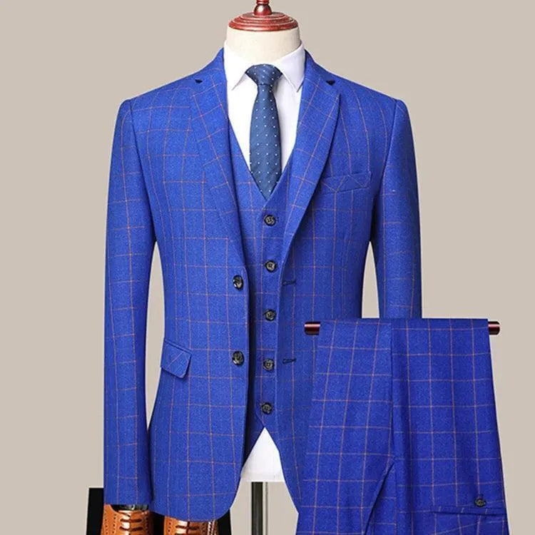Professional Men’s Suit - Plaid Single-Breasted