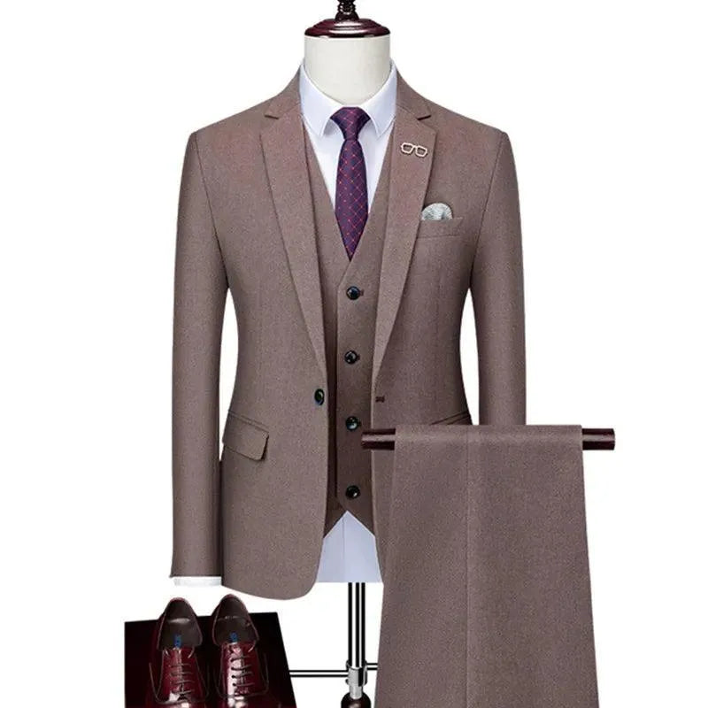 Professional Men’s Suit - Solid Single-Breasted