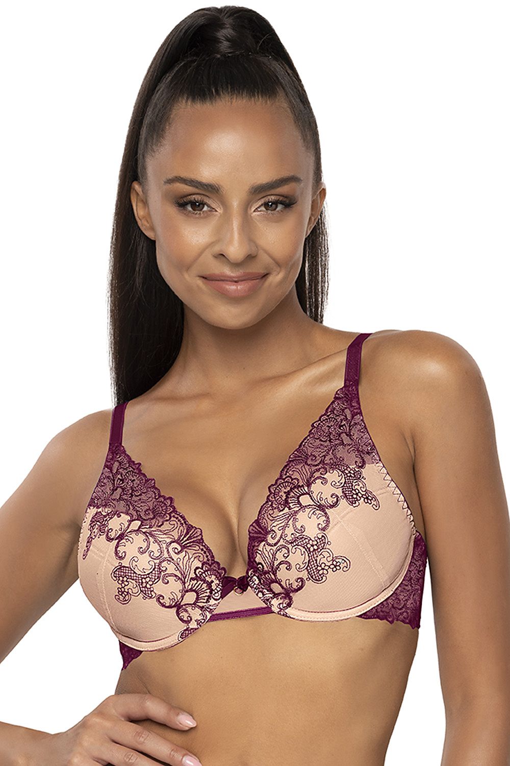 Push Up Bra Embroidered Cotton Plunge - Guocali