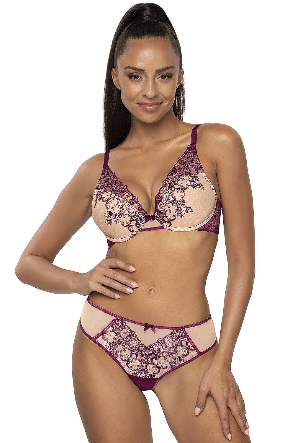 Push Up Bra Embroidered Cotton Plunge - Guocali