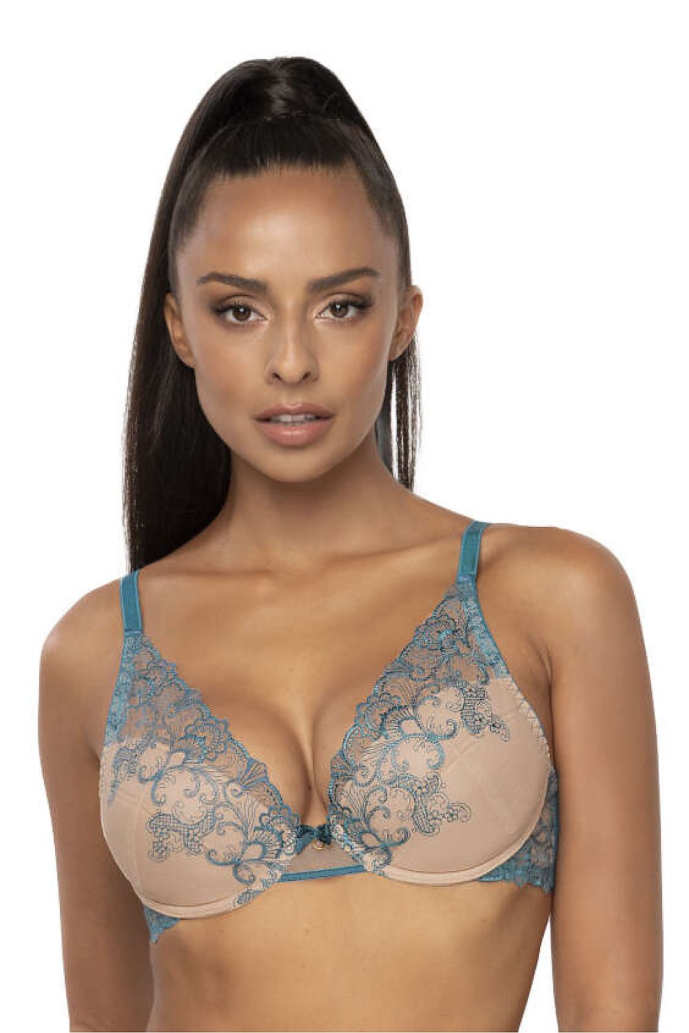 Push Up Bra Embroidered Cotton Plunge - Guocali