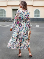 Resort V-Neck Long-Sleeved Summer Dress -Guocali