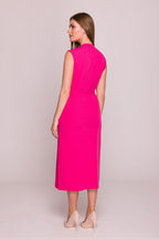 Satin Midi Dress – V-Neck, A-Line, Slit Detail – Daydress | GUOCALI – view 2