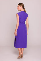 Satin Midi Dress – V-Neck, A-Line, Slit Detail – Daydress | GUOCALI – view 6