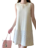 Sequin Bow Sleeveless A-Line Party Dress -Guocali