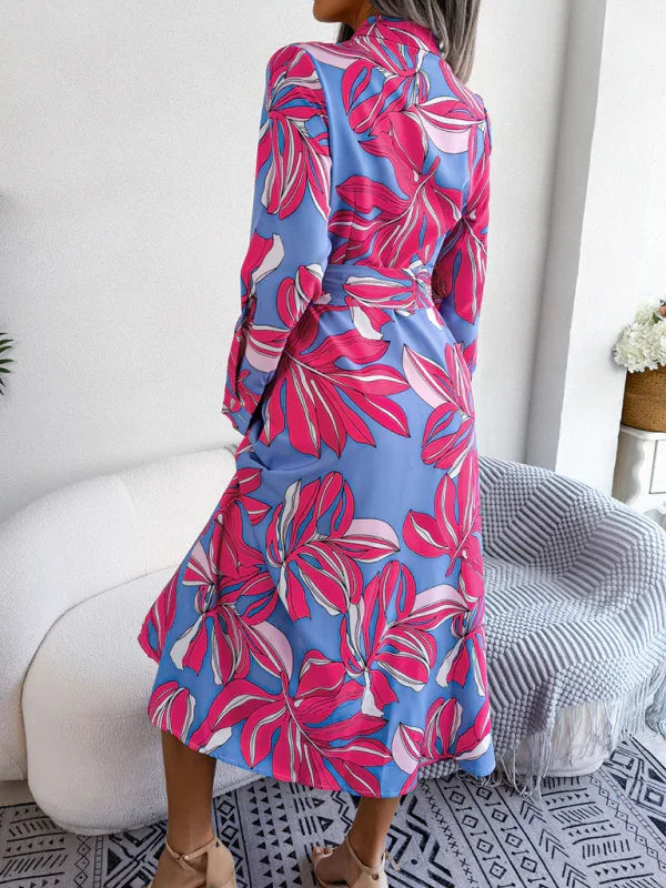 Sleeveless Shirt Dress With Collar – Long Floral Cut – Shirt Dress | GUOCALI – view 10