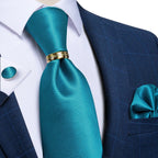 Solid Block Silk Necktie Set -Guocali