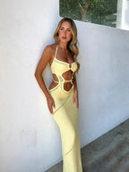 Solid Color Knitted Beach Cover-Up -Guocali