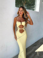 Solid Color Knitted Beach Cover-Up -Guocali